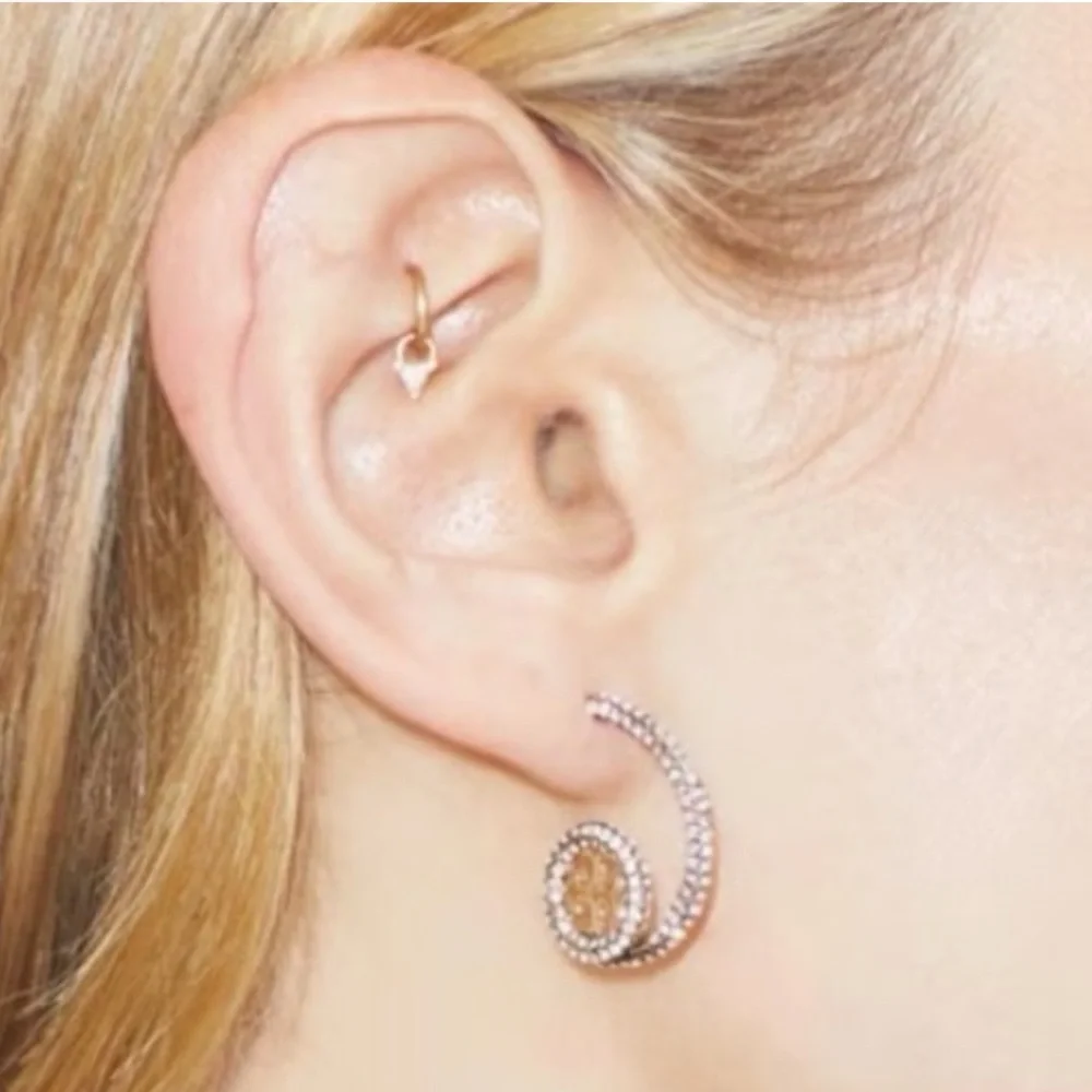 Tory Burch • Icon Pave Loop Earrings good NEW $129